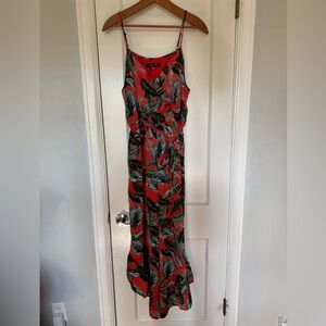 Sugarlips NWT Red and Black Spaghetti Strap Palazzo Tropical Jumpsuit silk look